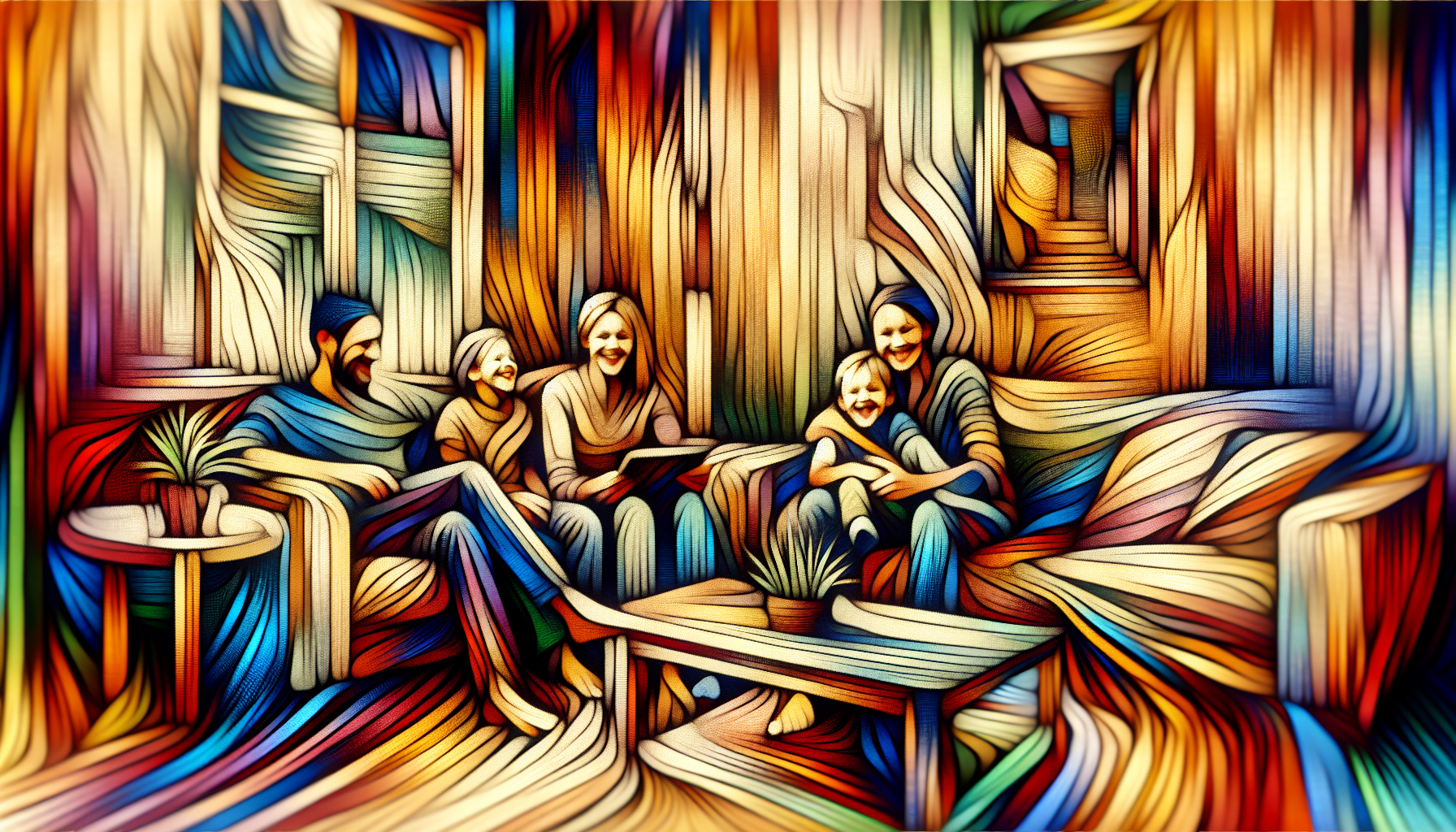 Family spending time together in living room