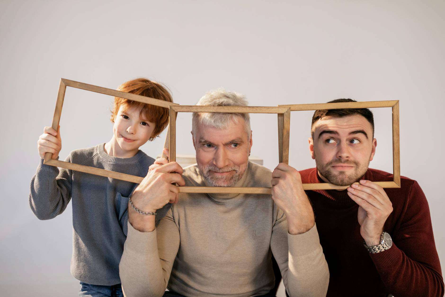 a family having fun with frames