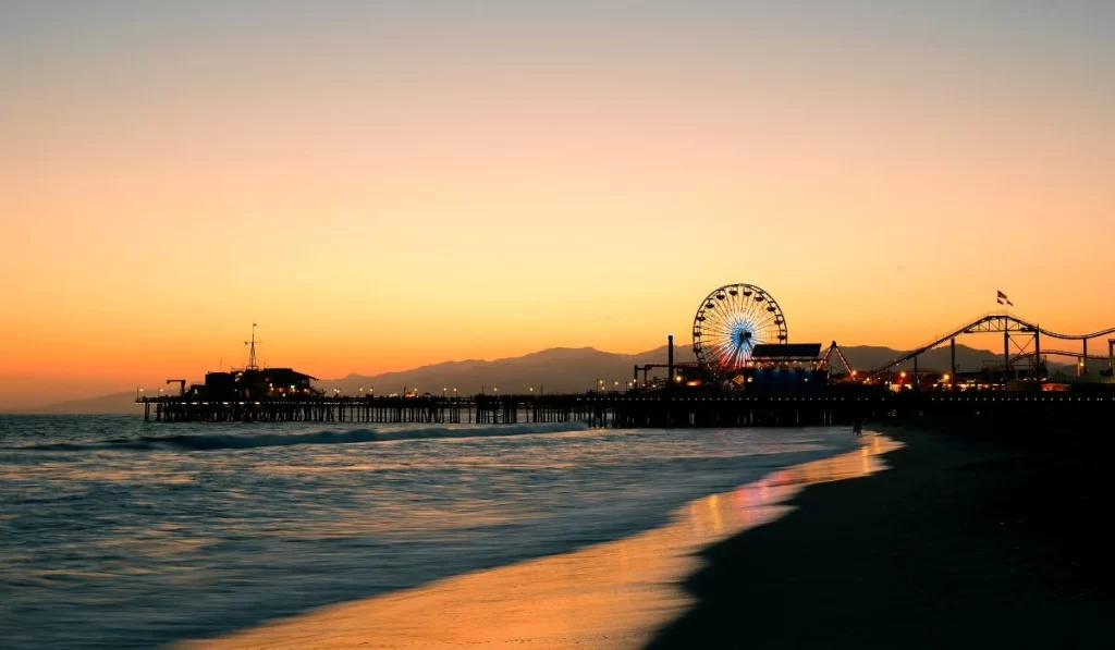 Santa monica pier beach Los Angeles, California.