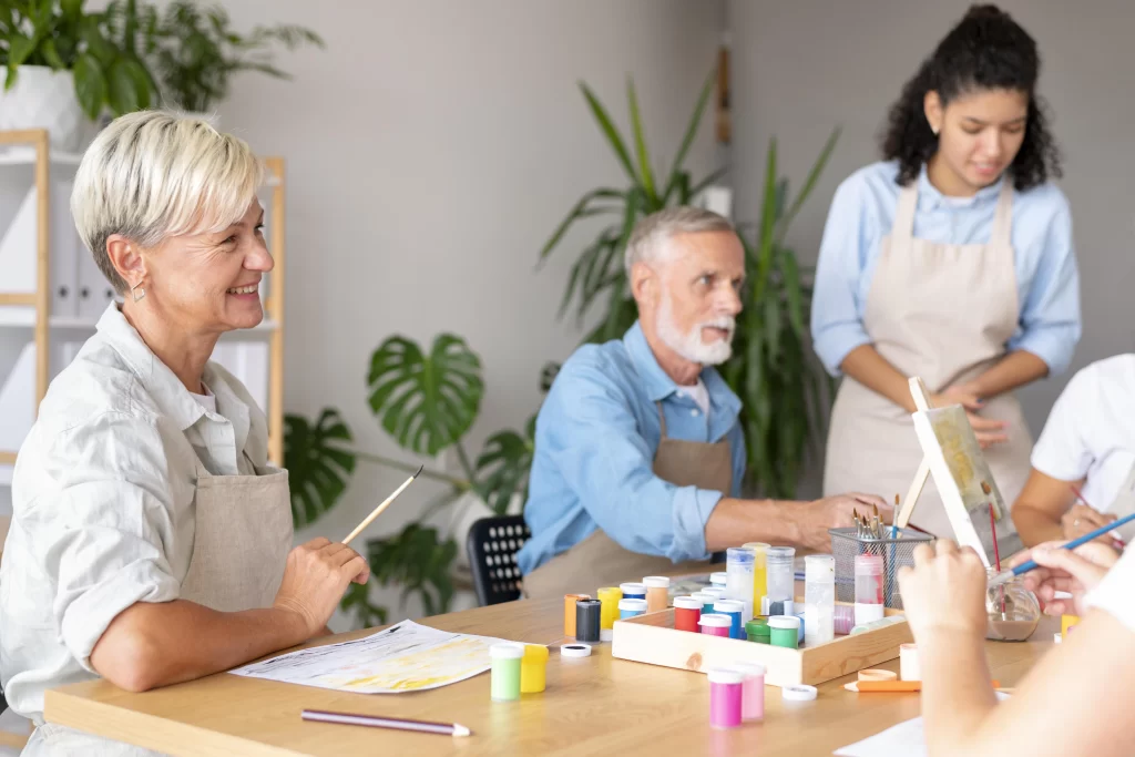 seniors spending social community time 