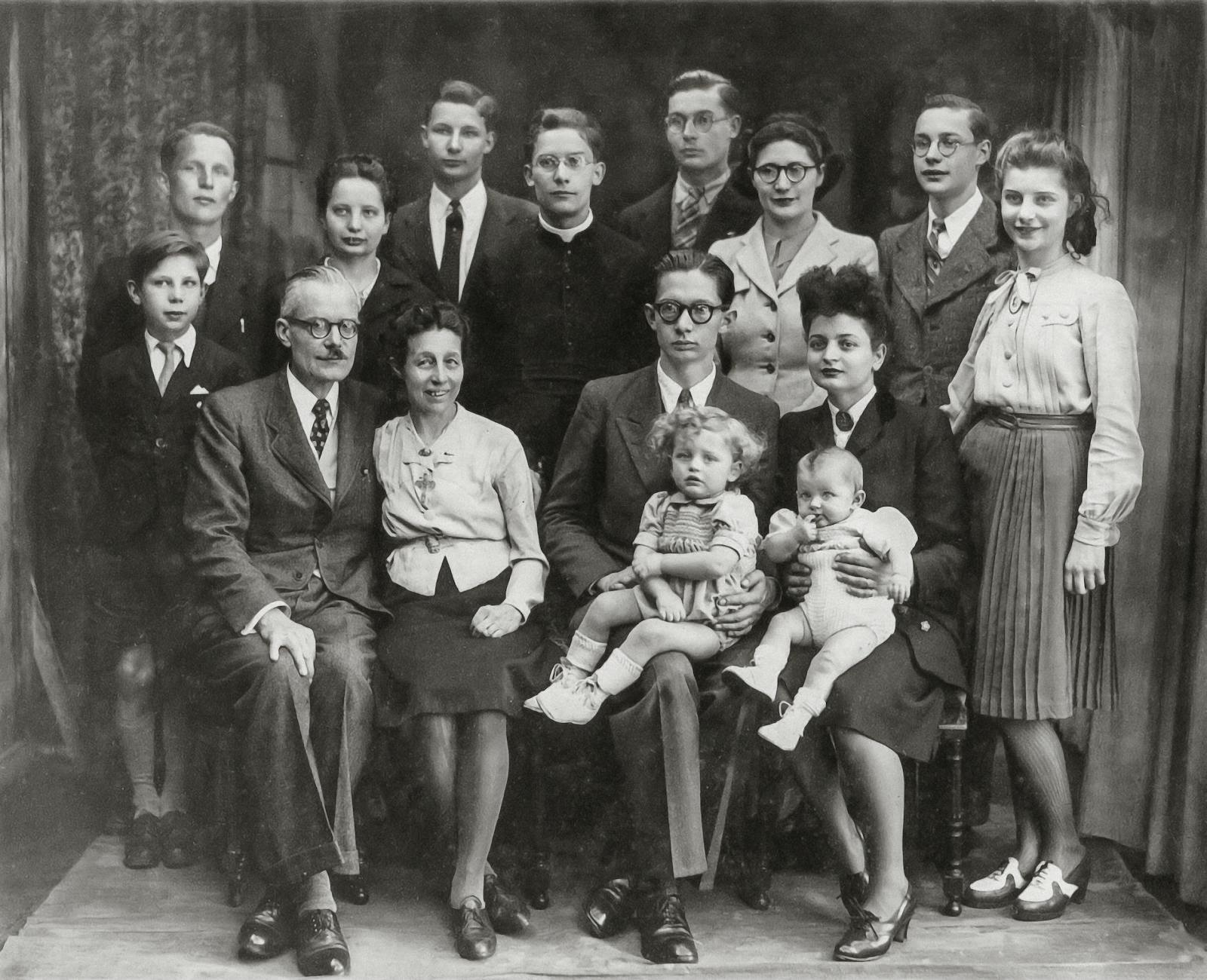 vintage black and white family portrait
